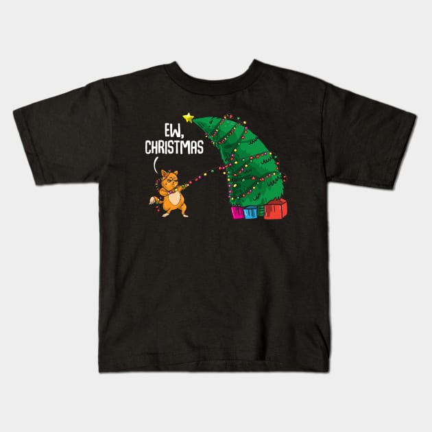 Cat Destroying Christmas. Sweatshirt For Cat Lovers and Christmas Parties. Kids T-Shirt by KsuAnn